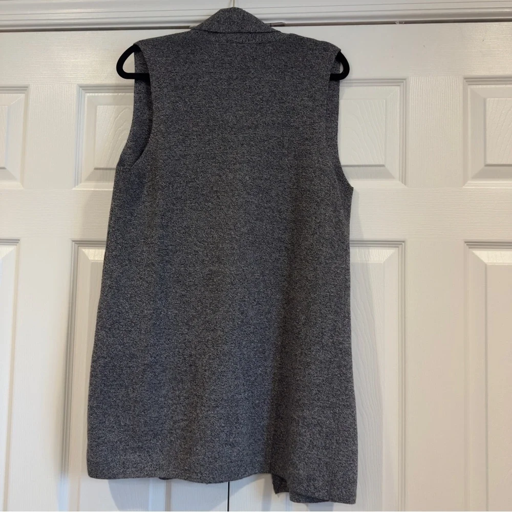 Talbots Shawl Collar Sleeveless Cardigan Women's Size M Open Front Pockets Gray - Picture 6 of 10